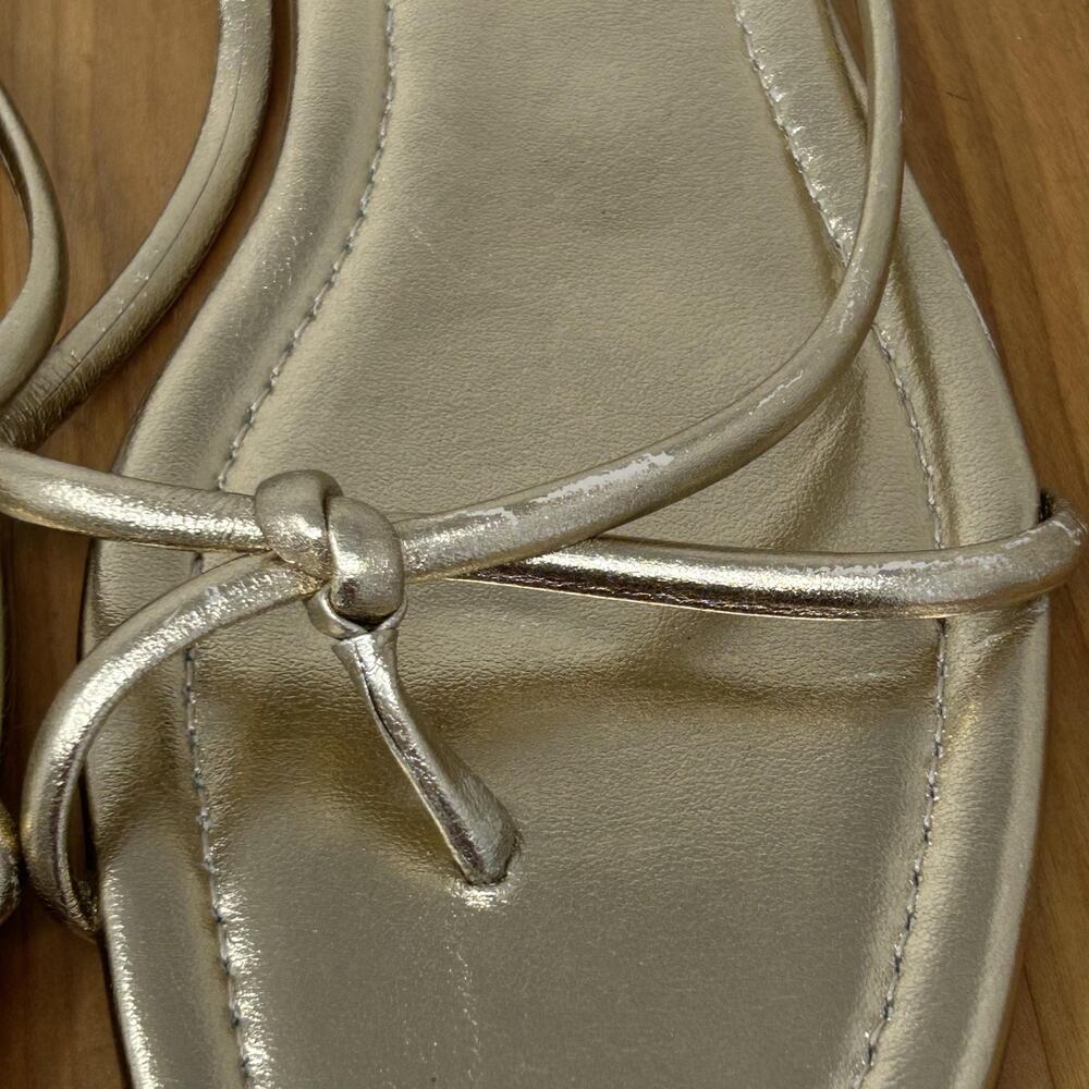 Loeffler Randall Sandals 10 Liv Metallic Gold Flat Strappy Minimalist Minimalist - Picture 3 of 11